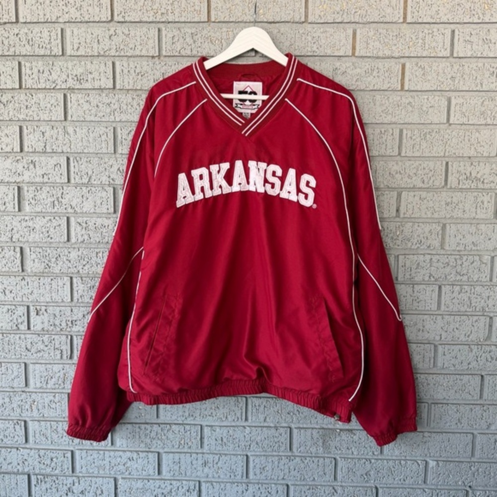 Vintage Arkansas Razorbacks Pullover Jacket 58 Sports Size XL Spellout Big Logo